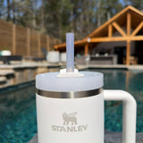 Color Changing Royal BLUE w/ Glitter to Clear w/ Glitter 40oz Plastic Straw (1 straw)