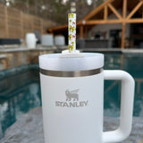 Softball w/ Bows 40oz Plastic Straw