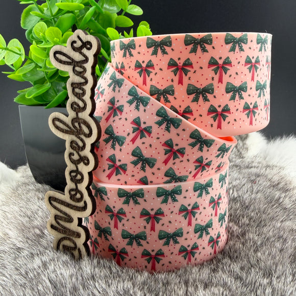 TB-13 Pink Coquette Christmas Print Silicone Tumbler Boot