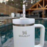 Baseball w/ Bows 40oz Plastic Straw