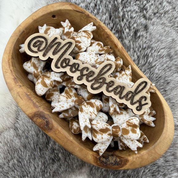 S-1114 Brown Cowhide Bow w/ Tails Silicone Focal EXCLUSIVE