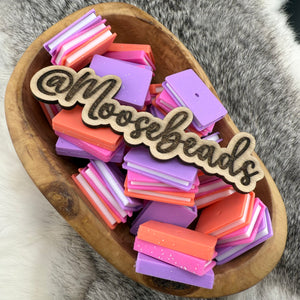 S-1386 Glittered Salmon, Popsicle Pink & Purple 3D STACKED BOOKS Silicone Focal