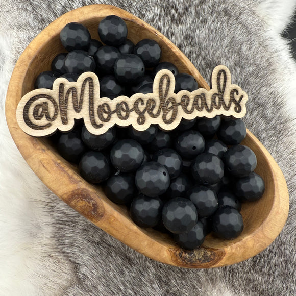 15-144 Black Faceted 16mm Silicone Bead (Golf Ball)