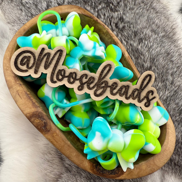 BST-94 Summer Swirl SILICONE Bow Straw Topper EXCLUSIVE