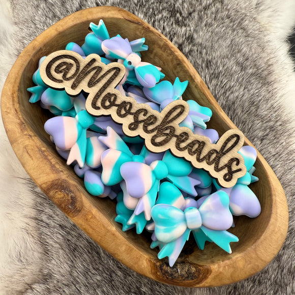 Cotton Candy Swirl Bow w/ Tails Silicone Focal EXCLUSIVE
