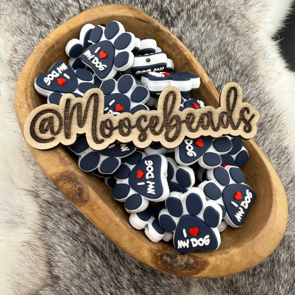 I Love My Dog Paw PVC Focal
