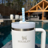 Blue Bows 40oz Plastic Straw