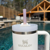 Color Changing PINK w/ Glitter to Clear w/ Glitter 40oz Plastic Straw (1 straw)