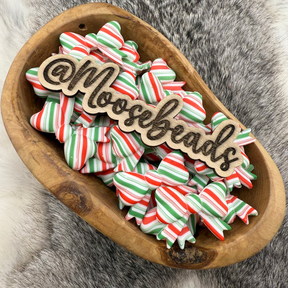 S-760 Christmas Candy Bow w/ Tails Silicone Focal EXCLUSIVE