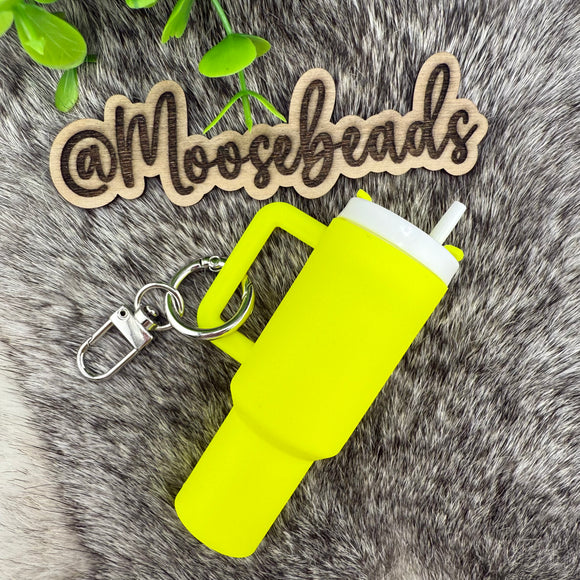 Neon Yellow Mini Tumbler Keychain