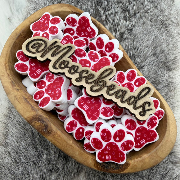 S-1295 Ho Ho Ho Printed Paw Print Silicone Focal EXCLUSIVE