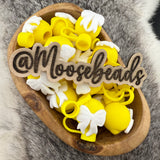 BST-80 Lemon w/ White Bow SILICONE Straw Topper EXCLUSIVE