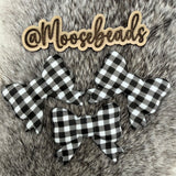 JUMBO-1 Black & White Buffalo Plaid JUMBO Bow w/ Tails Silicone Focal EXCLUSIVE