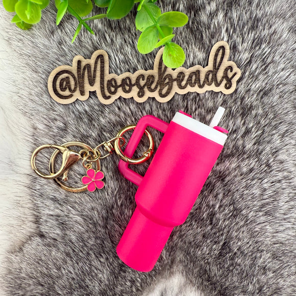 Hot Pink Mini Tumbler Keychain