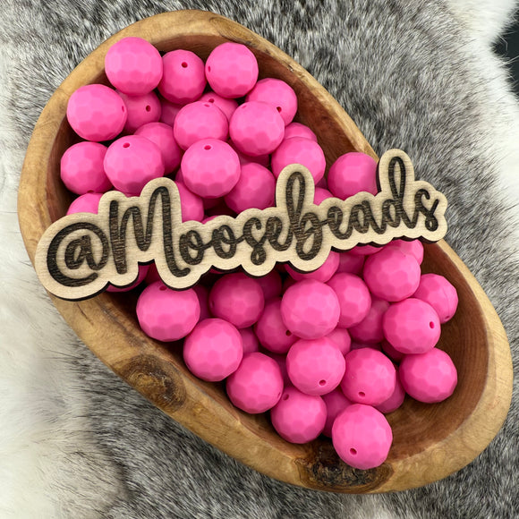 15-145 Hot Pink Faceted 16mm Silicone Bead (Golf Ball)