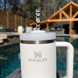 Black Bows 40oz Plastic Straw