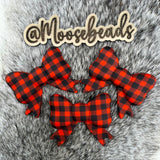 JUMBO-2 Red & Black Buffalo Plaid JUMBO Bow w/ Tails Silicone Focal EXCLUSIVE
