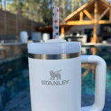 Red & Blue Stars on Clear Base 40oz Plastic Straw