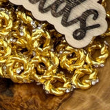 Gold Rope Twist w/ Rhinestone Metal Large Hole Spacer 10mm (5 Pack)