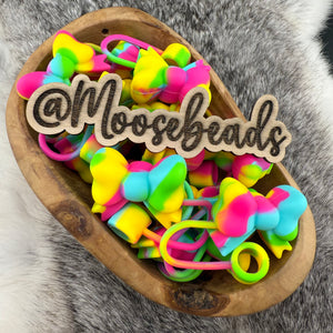 BST-42 Tie Dye 10mm SILICONE Bow Straw Topper EXCLUSIVE