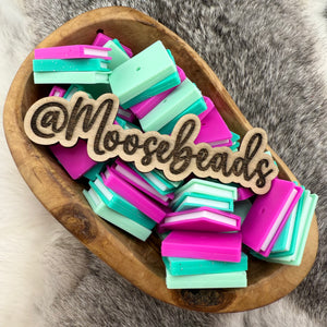 S-1395 Neon Purple, Turquoise & Mint 3D STACKED BOOKS Silicone Focal