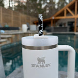 Black Cow Print 40oz Plastic Straw