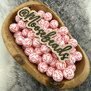 15-241 Candy Cane Print 15mm Silicone Bead