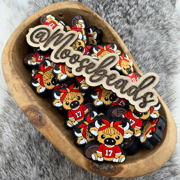 S-1226 Red & White Game Day Cow Silicone Focal EXCLUSIVE