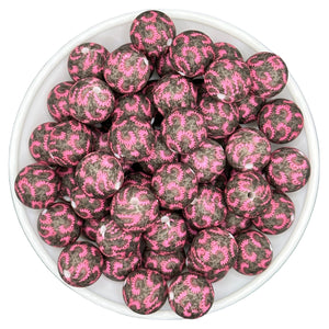 15-48 Hot Pink Squash Blossom Cow Print 15mm Silicone Bead EXCLUSIVE