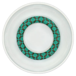 Turquoise Aztec Print 65mm Silicone Ring/Pendant