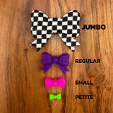 Checkered JUMBO Bow w/ Tails Silicone Focal EXCLUSIVE