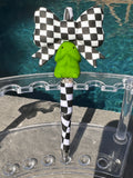 Checkered JUMBO Bow w/ Tails Silicone Focal EXCLUSIVE