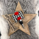 JUMBO-1 Black & White Buffalo Plaid JUMBO Bow w/ Tails Silicone Focal EXCLUSIVE