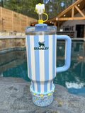 BST-80 Lemon w/ White Bow SILICONE Straw Topper EXCLUSIVE