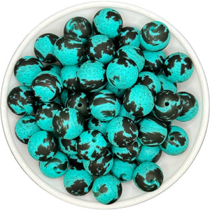 15-30 BLACK & TURQUOISE Cowhide 15mm Silicone Bead EXCLUSIVE