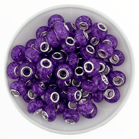 Purple Cracked Glass Large Hole Spacer 14mm