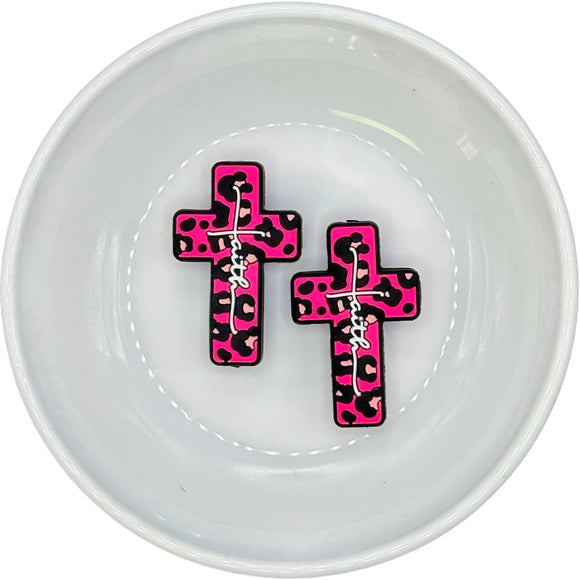 S-420 HOT PINK LEOPARD Faith Cross Silicone Buddy EXCLUSIVE