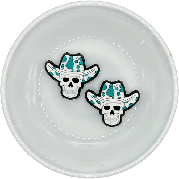 WHITE/TURQUOISE COWBOY HAT SKULL Silicone Buddy EXCLUSIVE