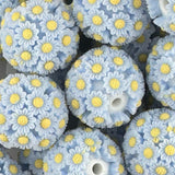 Blue & Yellow Flower Beads 20mm