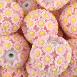 Pink & Yellow Flower Beads 20mm