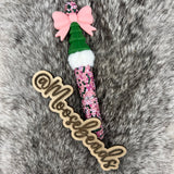 Pink Christmas Chaos Confetti Rhinestone Beadable Ink Pen