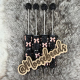 Black w/ Red Trimmed Bows Rhinestone Beadable Ink Pen (Copy)