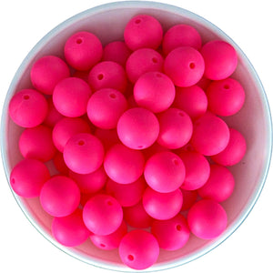 NEON HOT PINK (Matches Several HP Focals) 15mm Silicone Bead