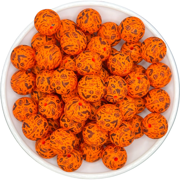 Orange Spooky 15mm Silicone Bead EXCLUSIVE