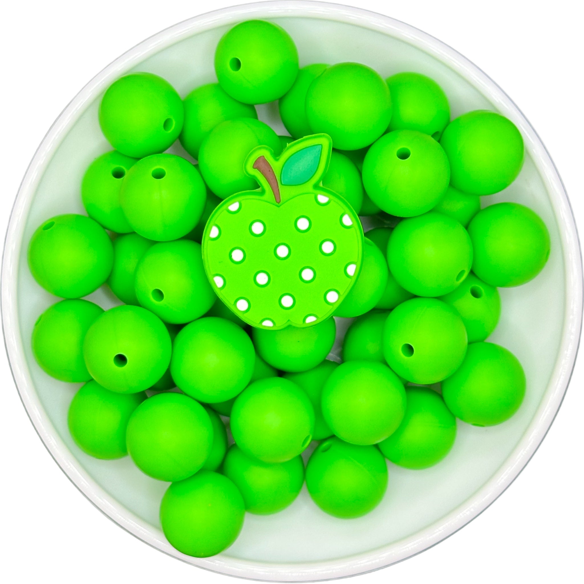 GREEN PolkaDot Apple Silicone Buddy EXCLUSIVE Platinum Moose Beads