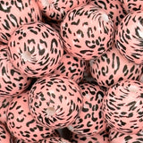 15-146 PINK & BLACK LEOPARD 15mm Silicone Bead EXCLUSIVE