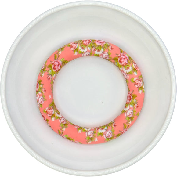 S-609 PINK FLORAL Print 65mm Silicone Ring/Pendant