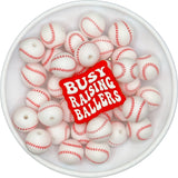 RED & WHITE Busy Raising Ballers Silicone Buddy EXCLUSIVE (baseball)