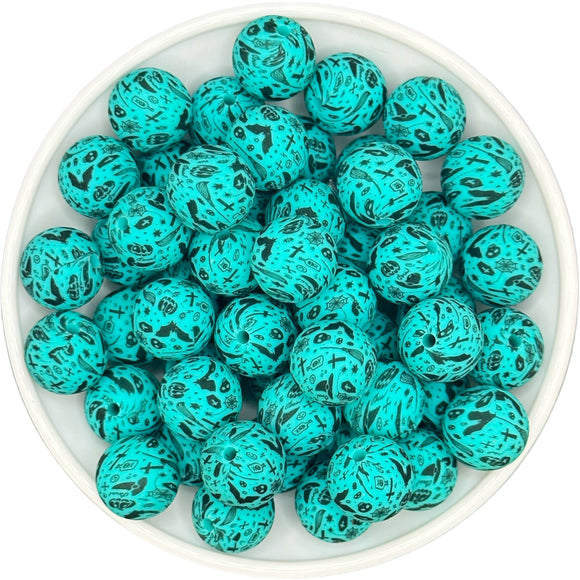 Turquoise Spooky 15mm Silicone Bead EXCLUSIVE