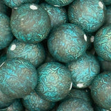 Turquoise Tooled Leather Print 15mm Silicone Bead EXCLUSIVE
